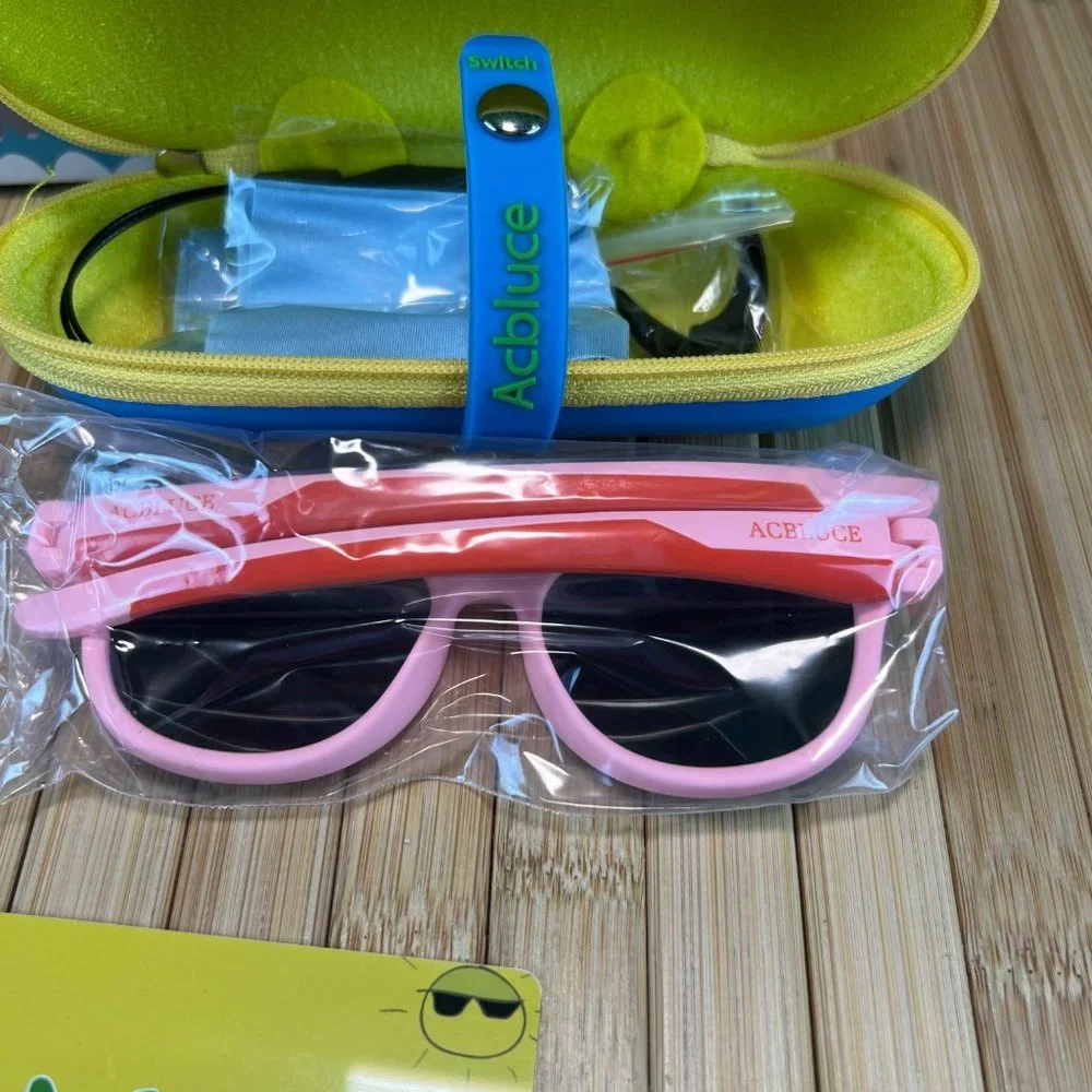 New Kids Sunglasses Polarized 100% UV Protection Pink Girls with Case Gift